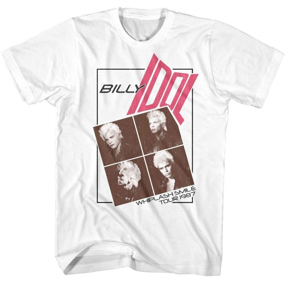 Billy Idol Whiplash Smile Tour 1987 White T-Shirt Rock Music Tee 05
